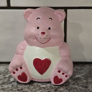 80s Love A Lot Tender Heart Pink Care Bears Ceramic Piggy Coin Bank Decor 5"